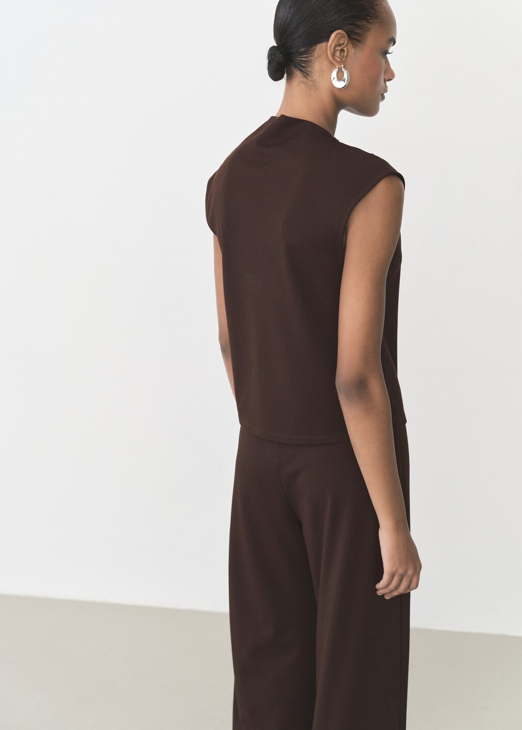 T-shirt with gathered asymmetrical neck - Sand