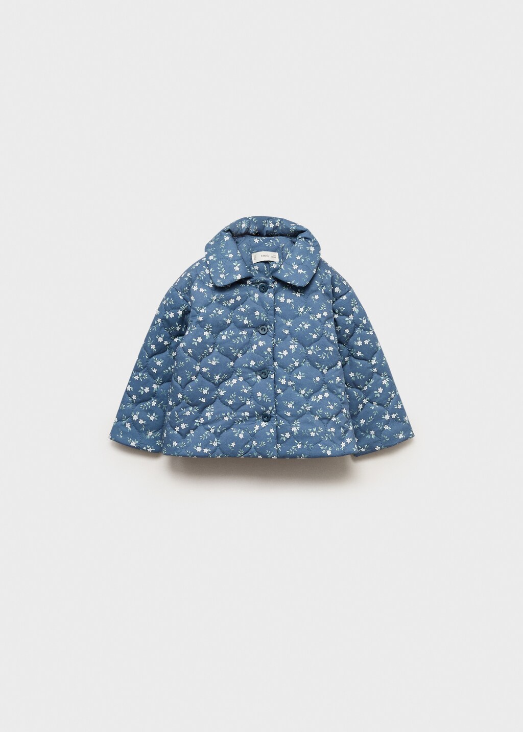 Flowers print quilted anorak - Dark Navy