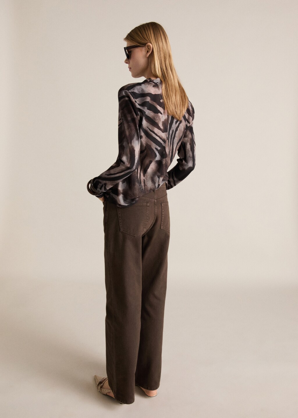 Zebra satin blouse - Brown