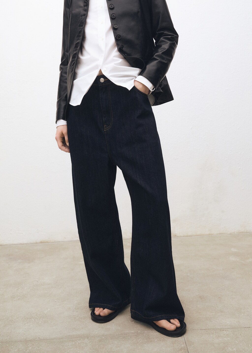 High-rise wideleg jeans rinse wash - Open Blue