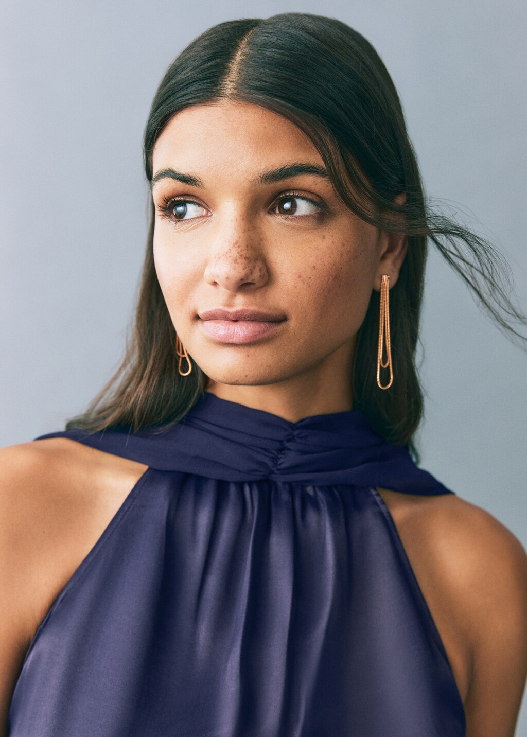 Long halter-neck dress - Night Blue