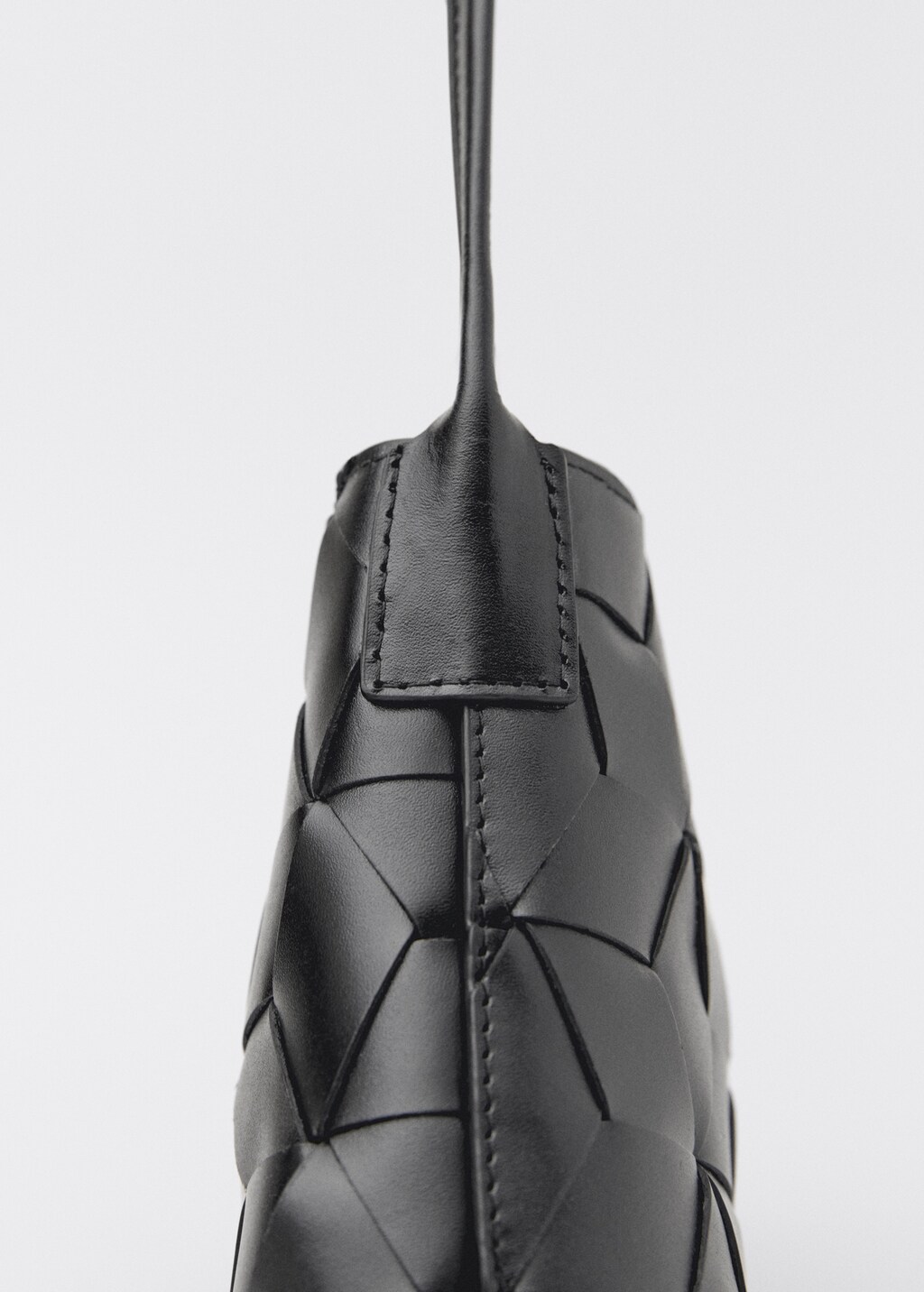 Braided leather shoulder bag - Black