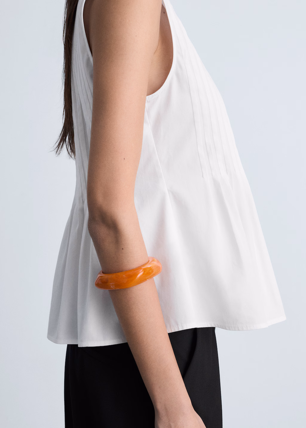 Cotton pleats top - White