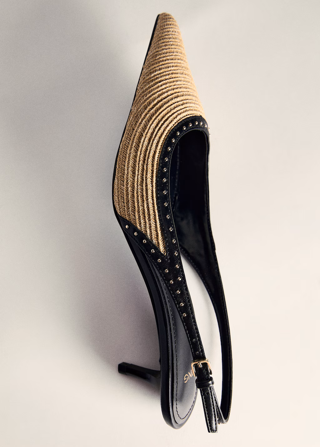 Natural fibre kitten-heel shoes - Black