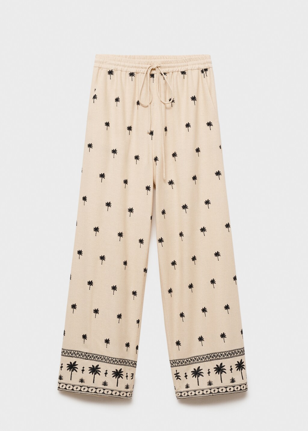 Embroidered straight-fit trousers - Beige