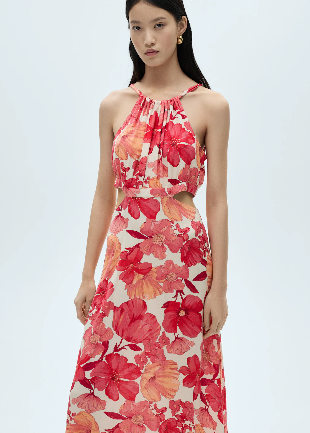 Floral dress with openings - Red