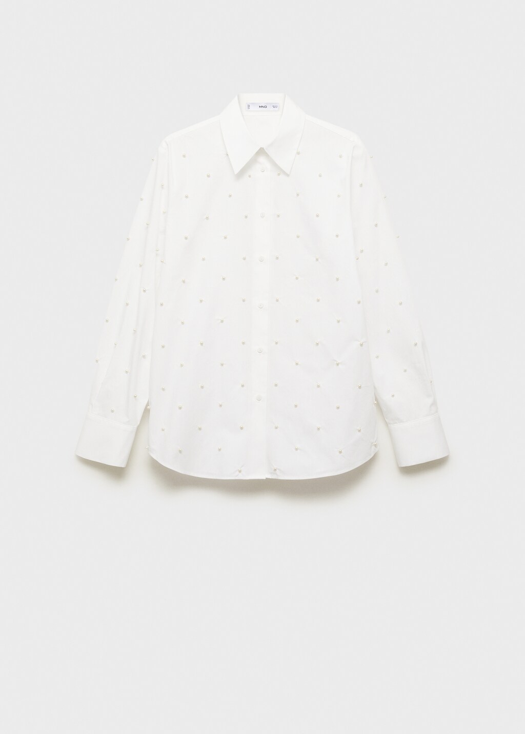 Cotton shirt with pearl detail - White