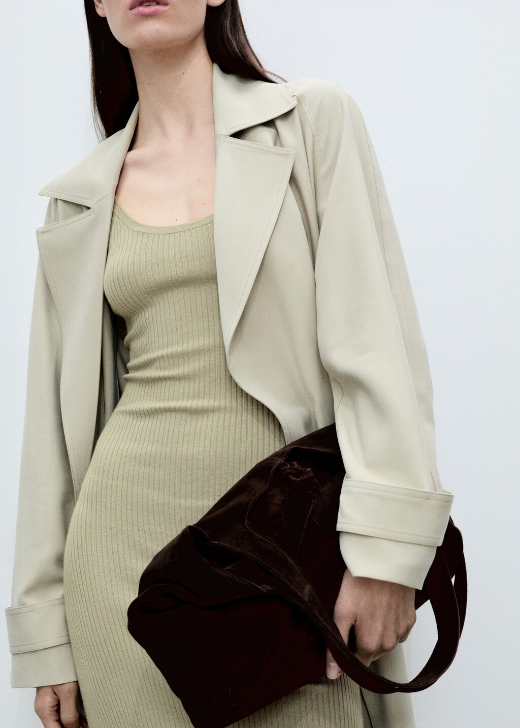 Rib-knit midi-dress - Khaki