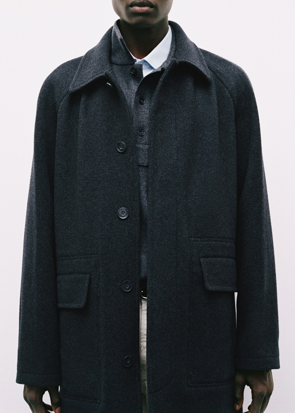 Pocketed wool coat - Charcoal