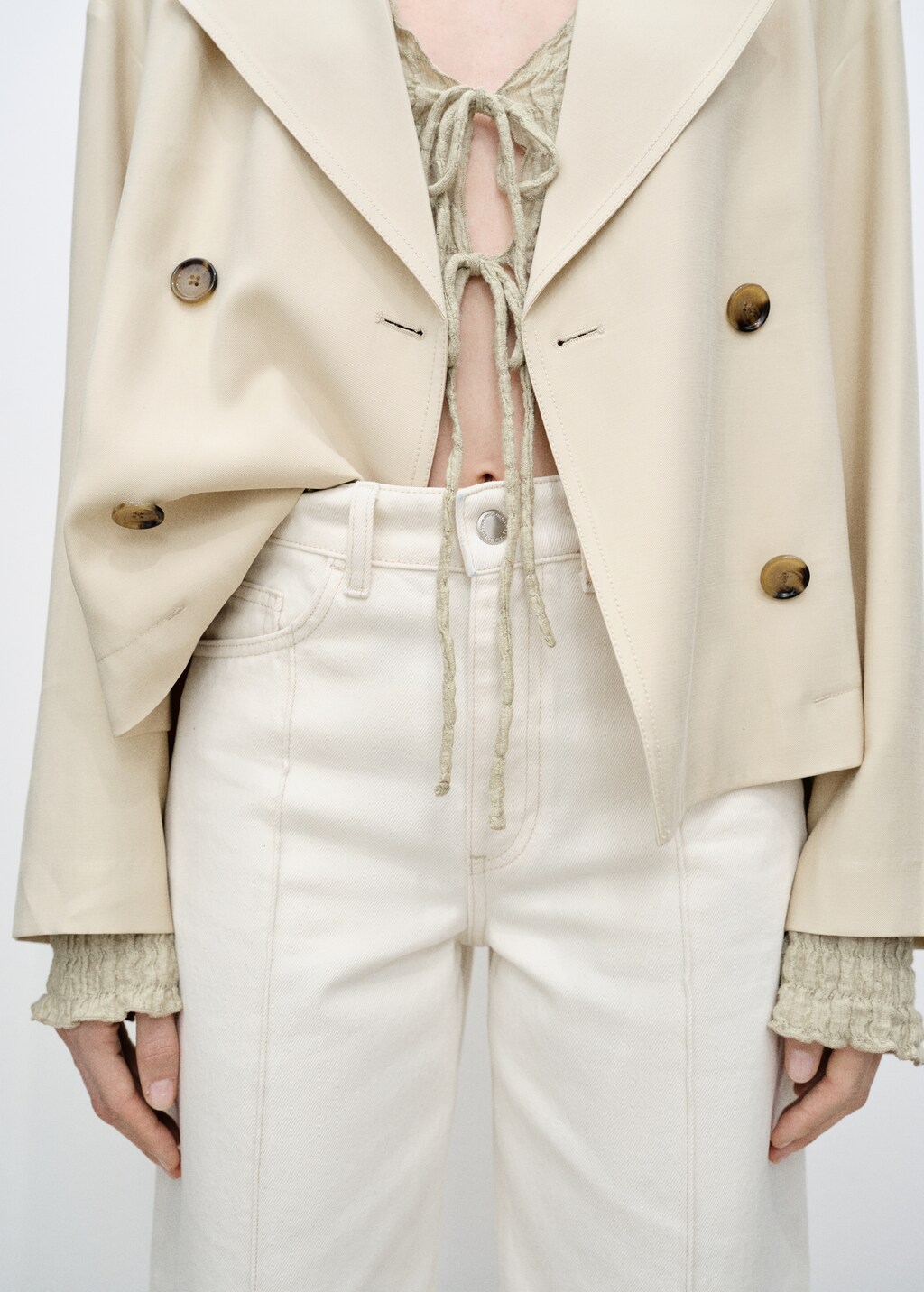 Wideleg cropped jeans with seam detail - Open Blue