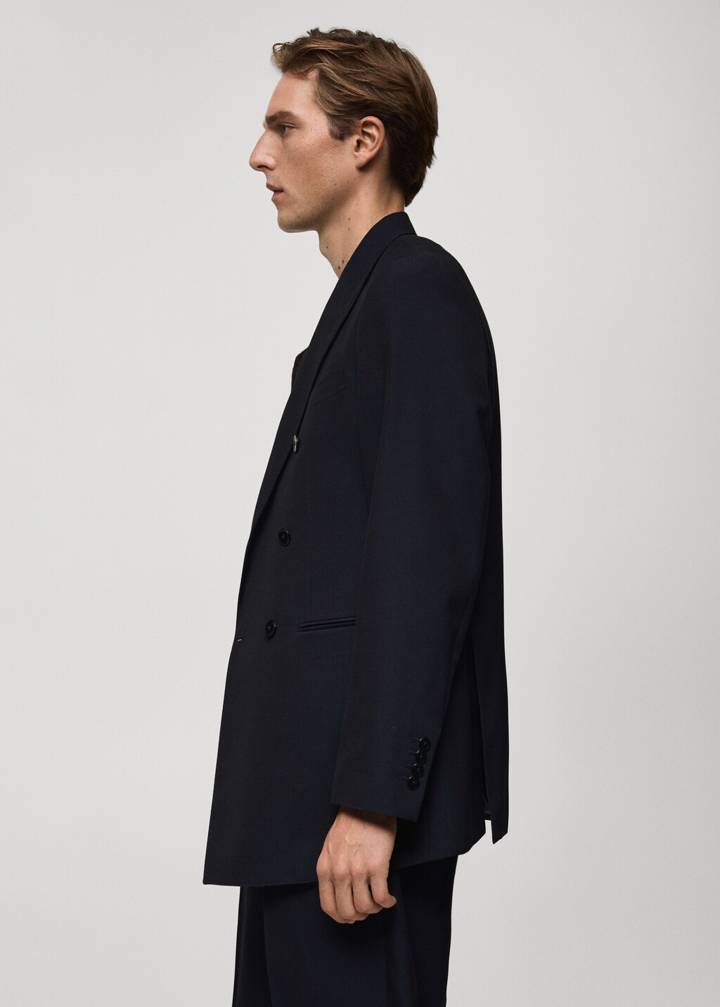 Slim fit double-breasted suit blazer - Dark Navy