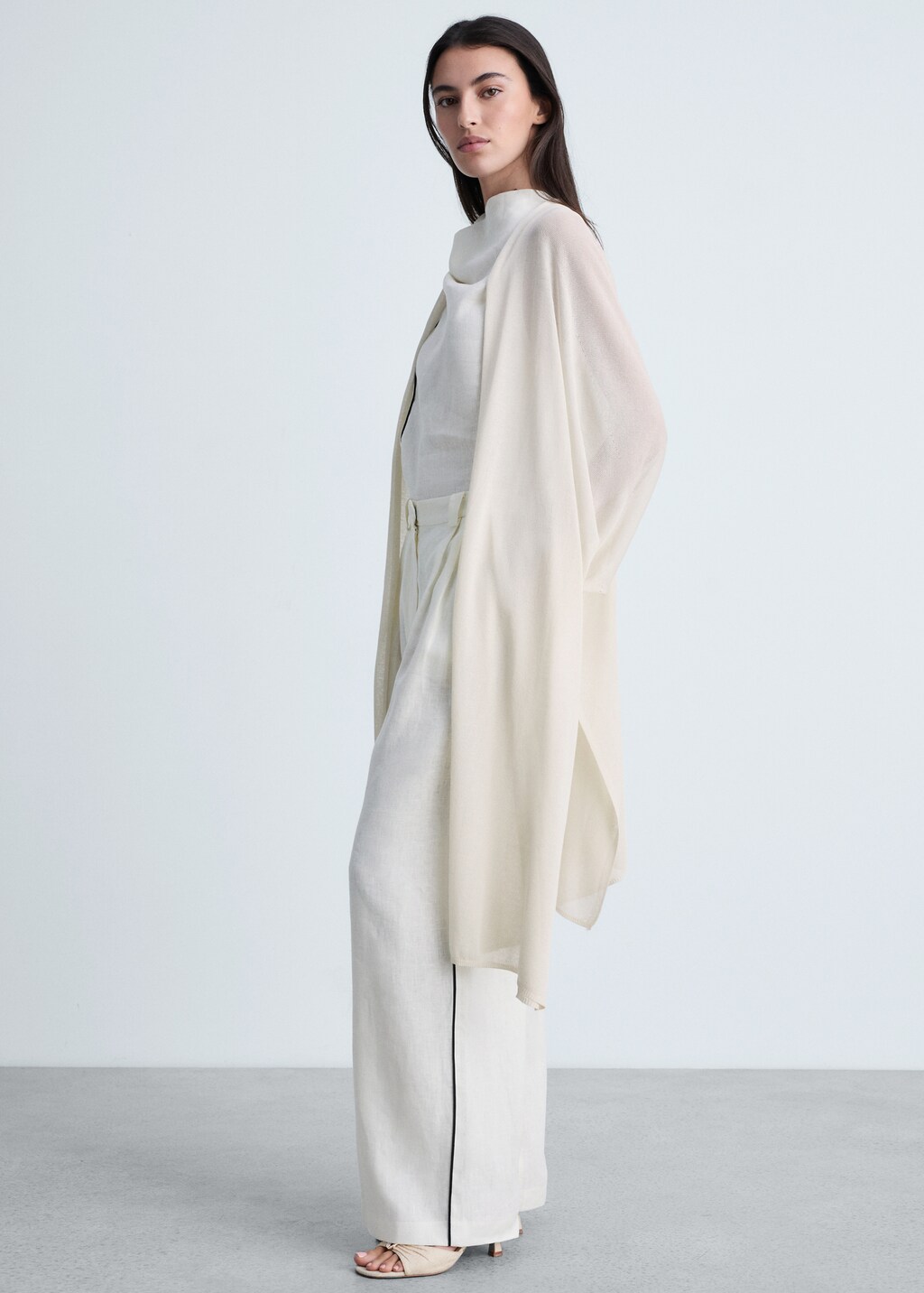 Fine knit long cardigan - Ice Grey