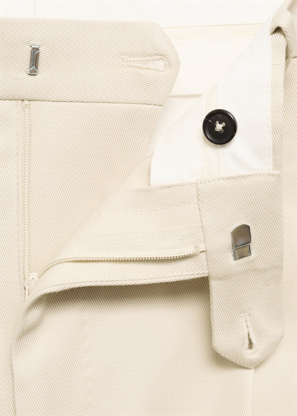 Cotton twill pleated trousers - Ecru