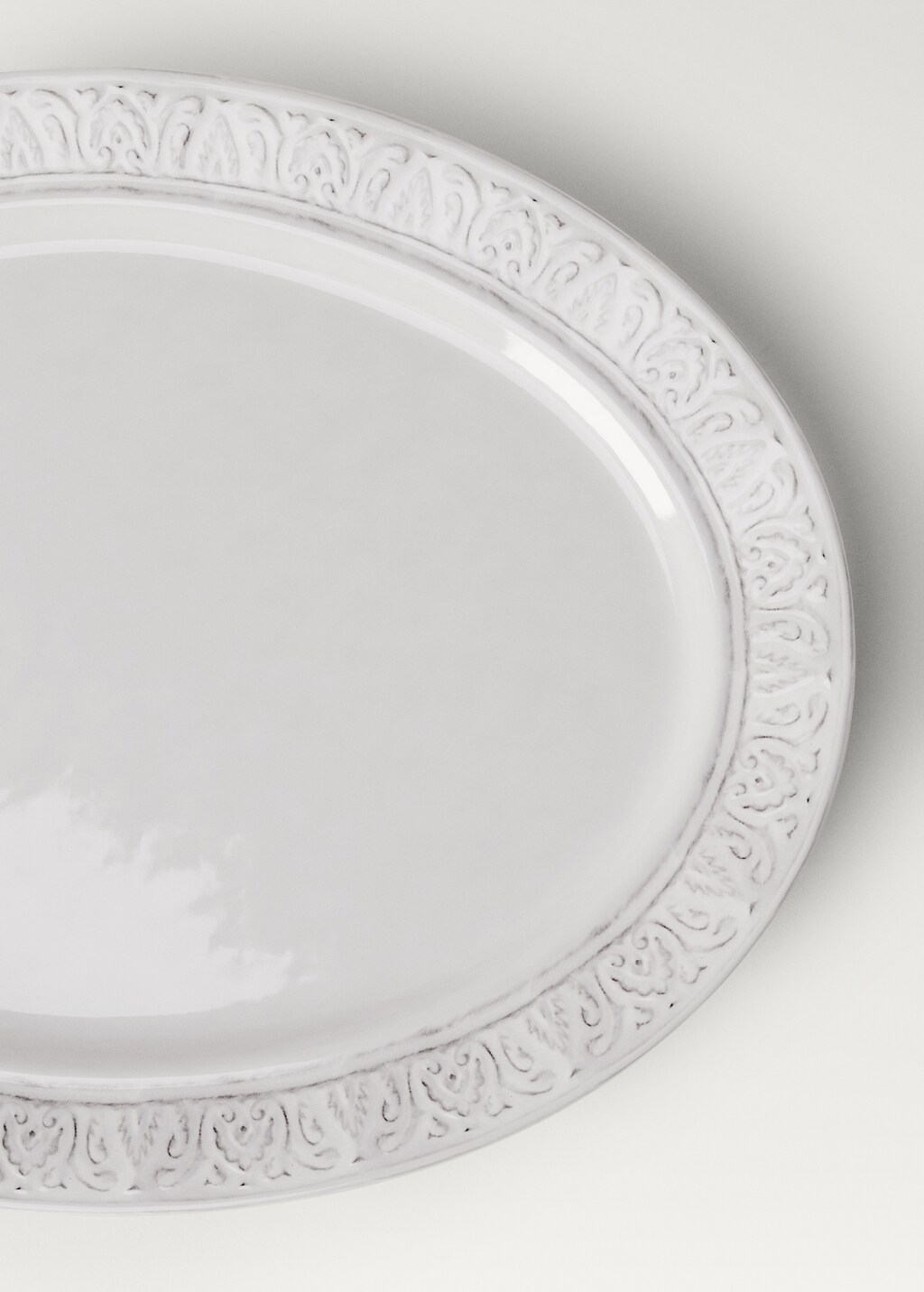 Stoneware decorative border tray - Off White