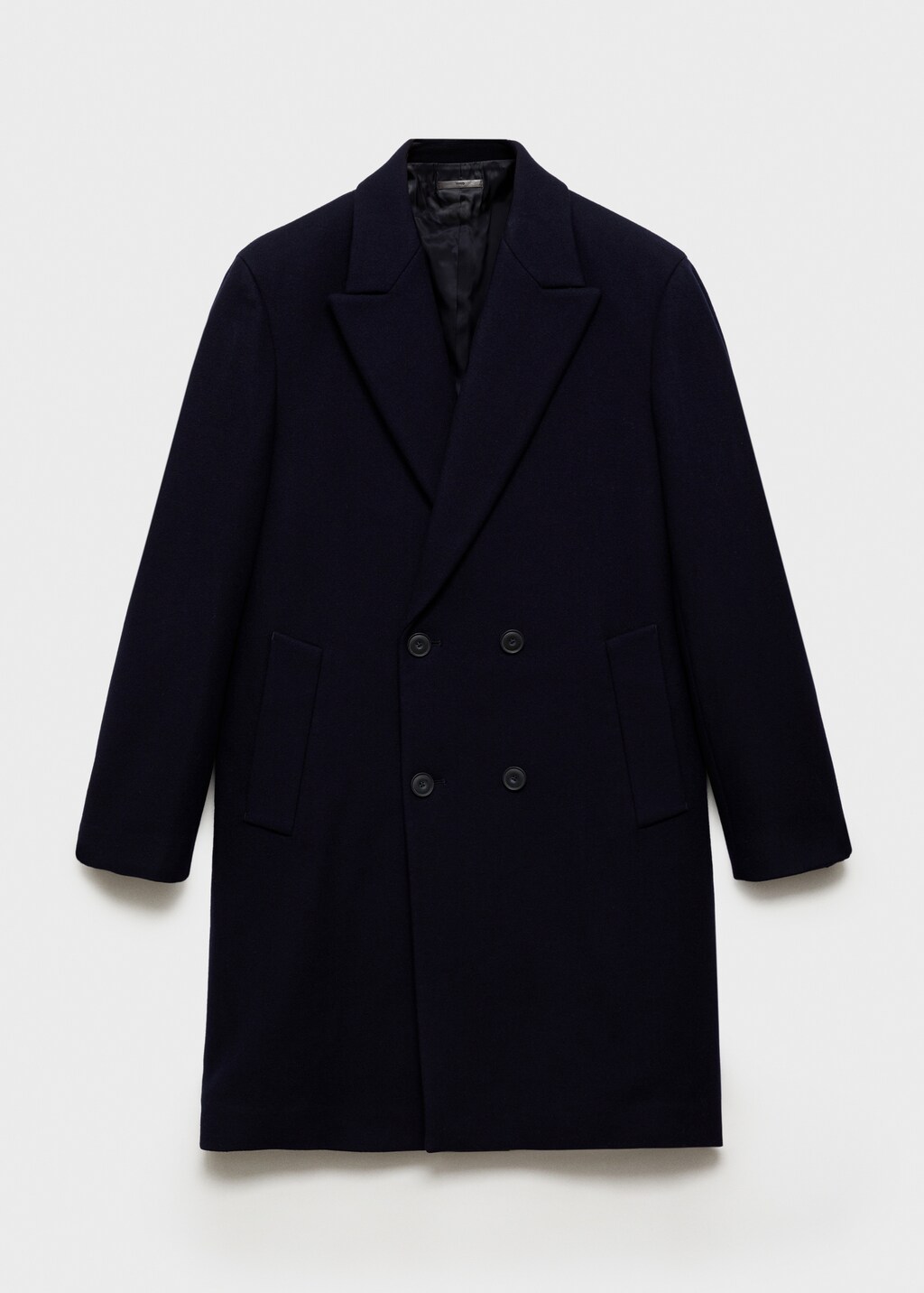 Relaxed-fit long wool coat - Navy