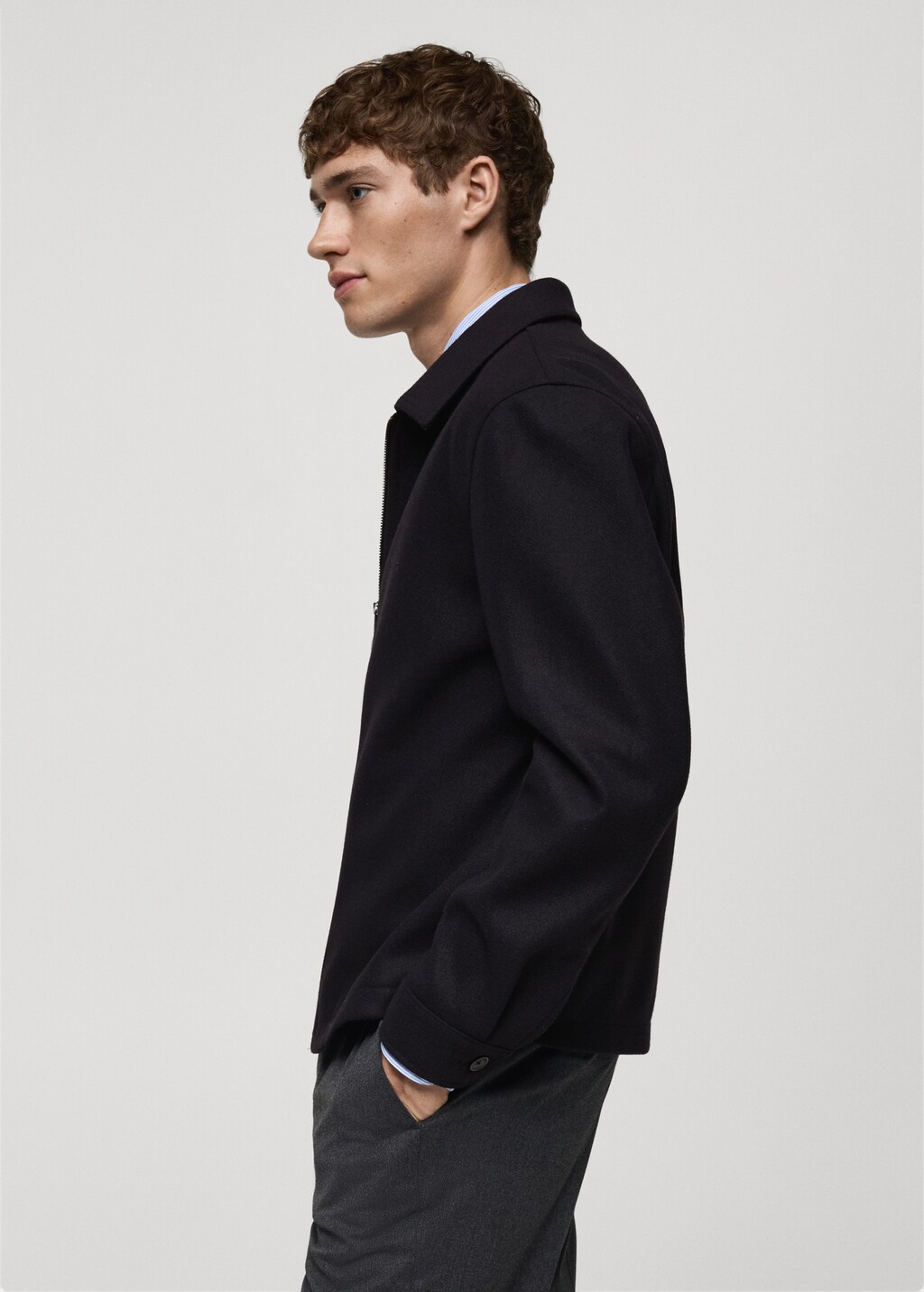 Regular-fit flannel jacket - Dark Navy