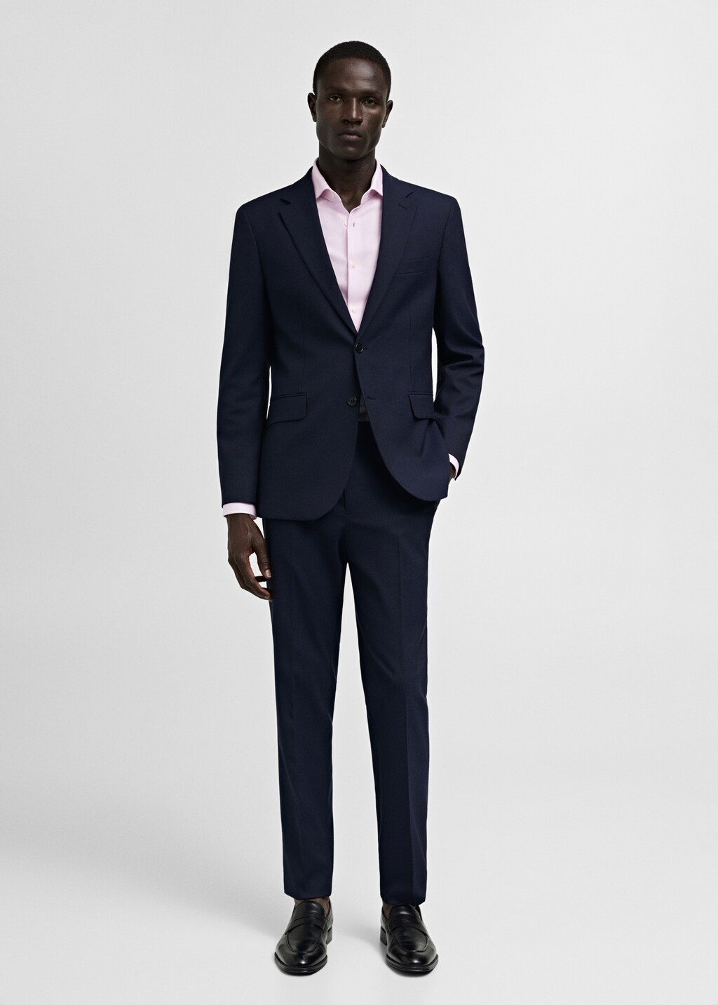 Slim-fit micro-stripe twill suit shirt - Light Pink