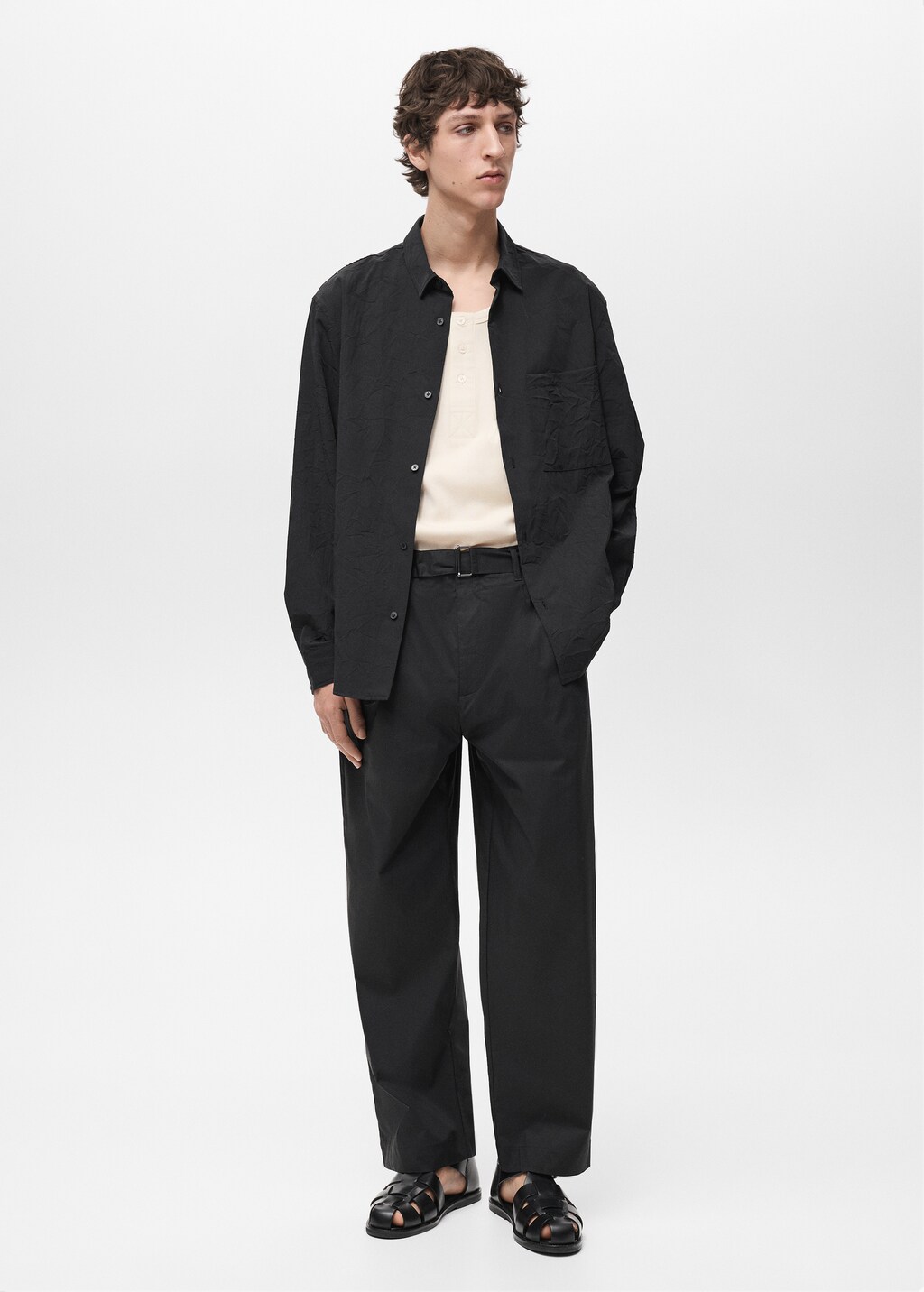 Creased-effect shirt - Black