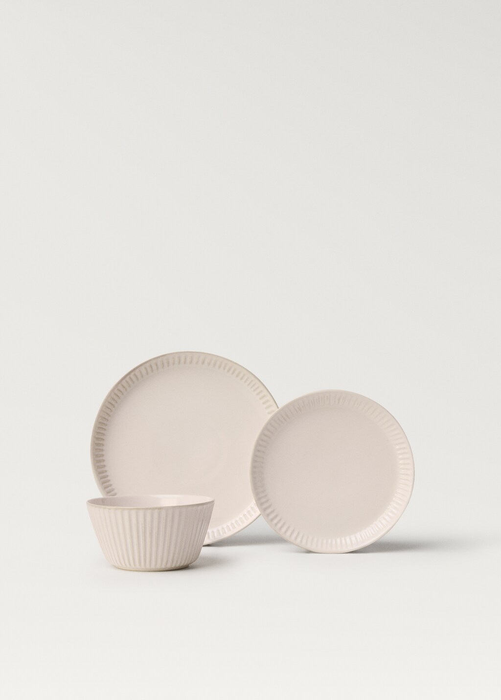 Stoneware bowl with wave relief - Off White