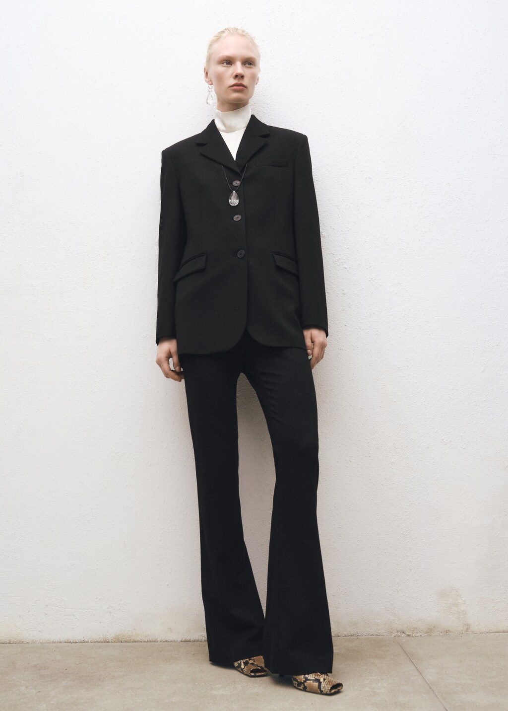 Straight button suit blazer - Black