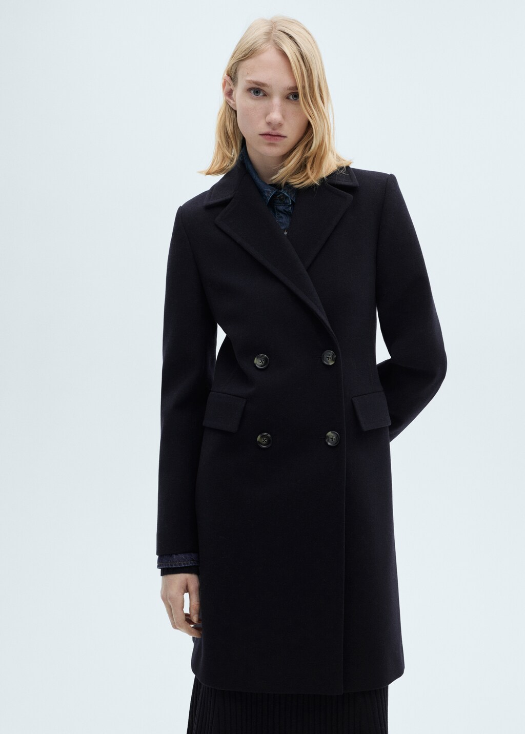 Double-breasted wool coat - Dark Navy