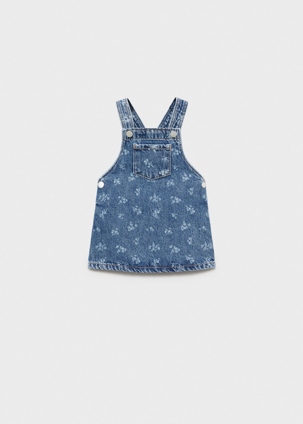 Printed denim pinafore - Medium Blue