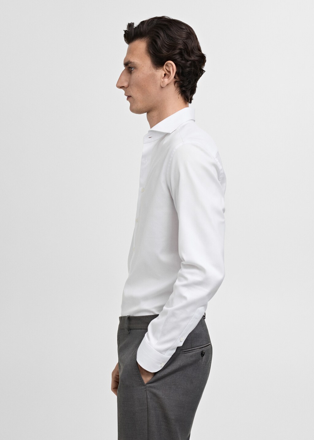Slim-fit cotton suit shirt - White