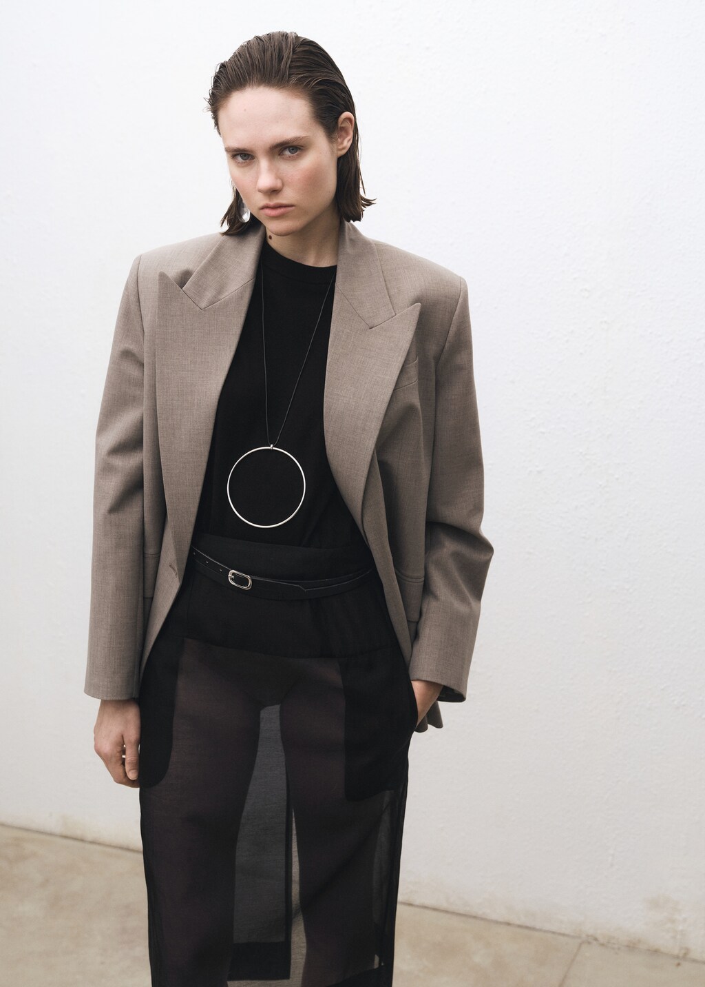 Wool-blend round-neck sweater - Pink