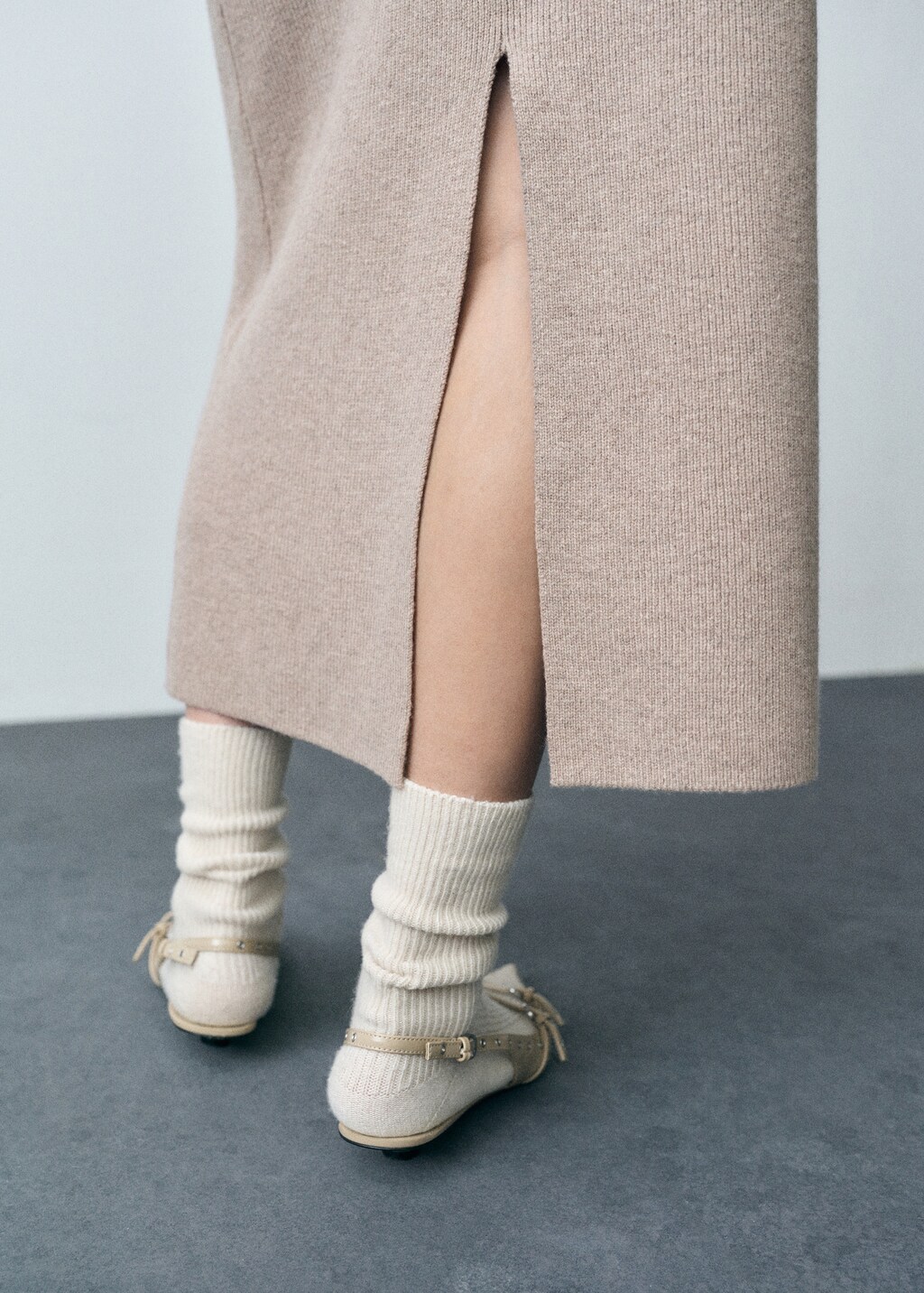 Wool-blend midi-skirt - Sand