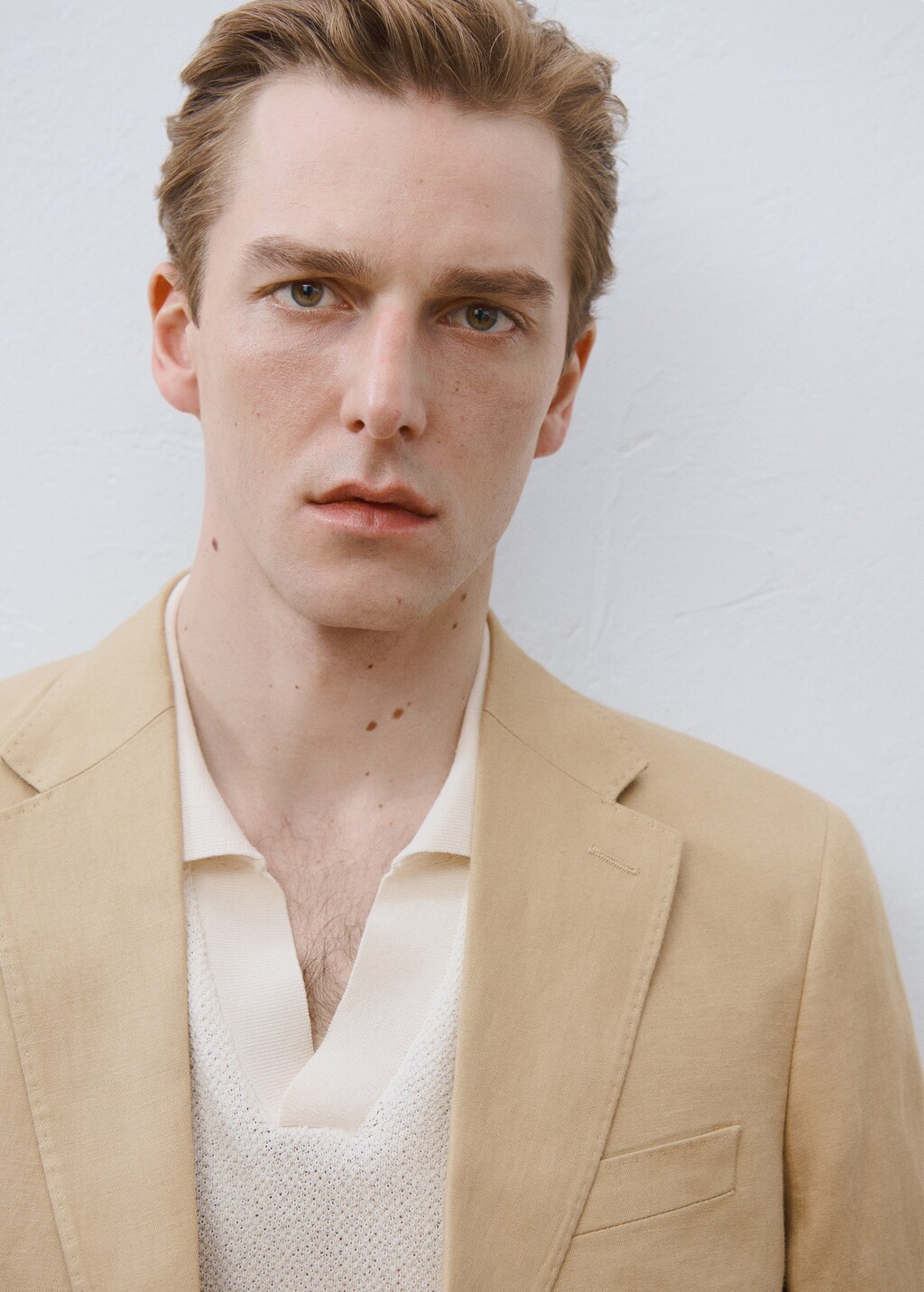 Slim fit 100% linen suit blazer - Khaki