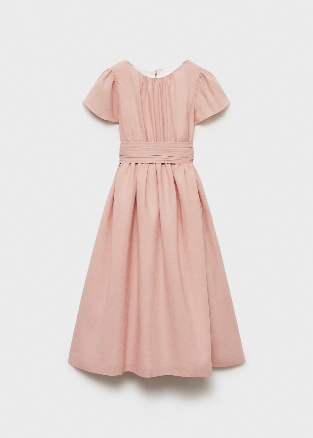 Linen dress with back opening - Pink