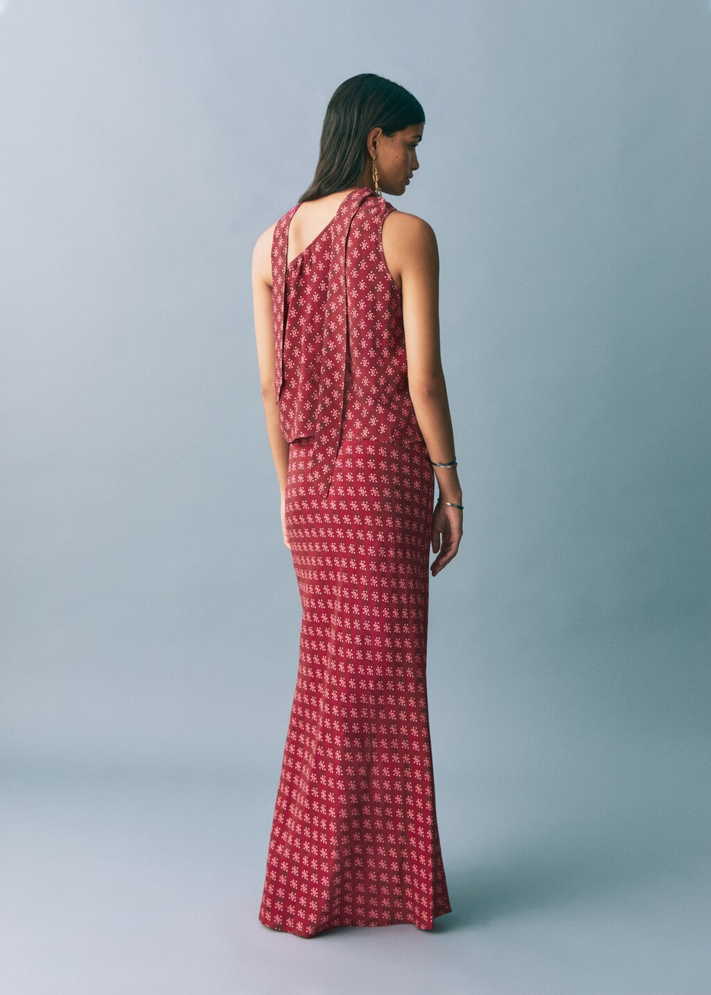 Printed long skirt - Maroon