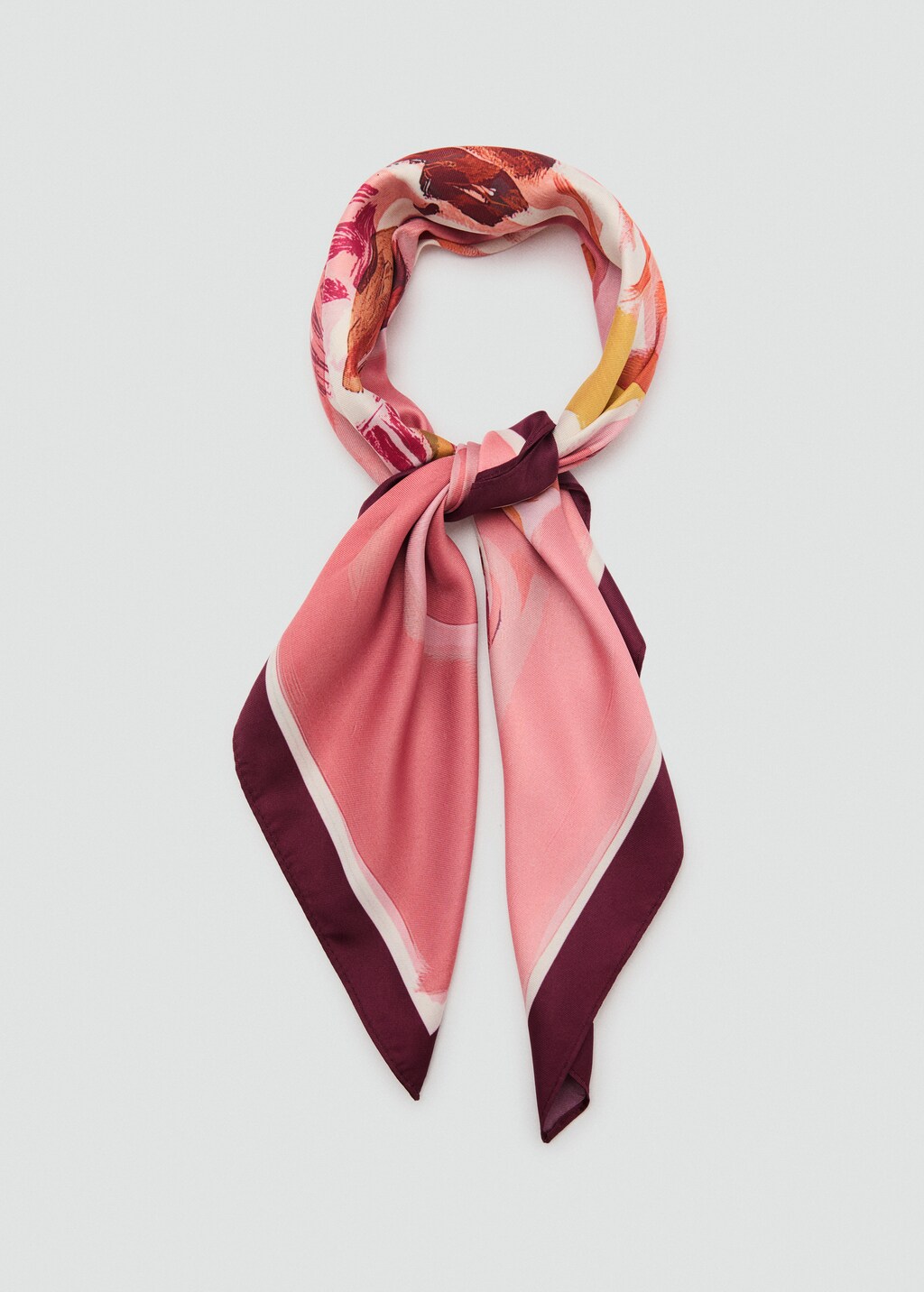 Floral satin scarf - Pink