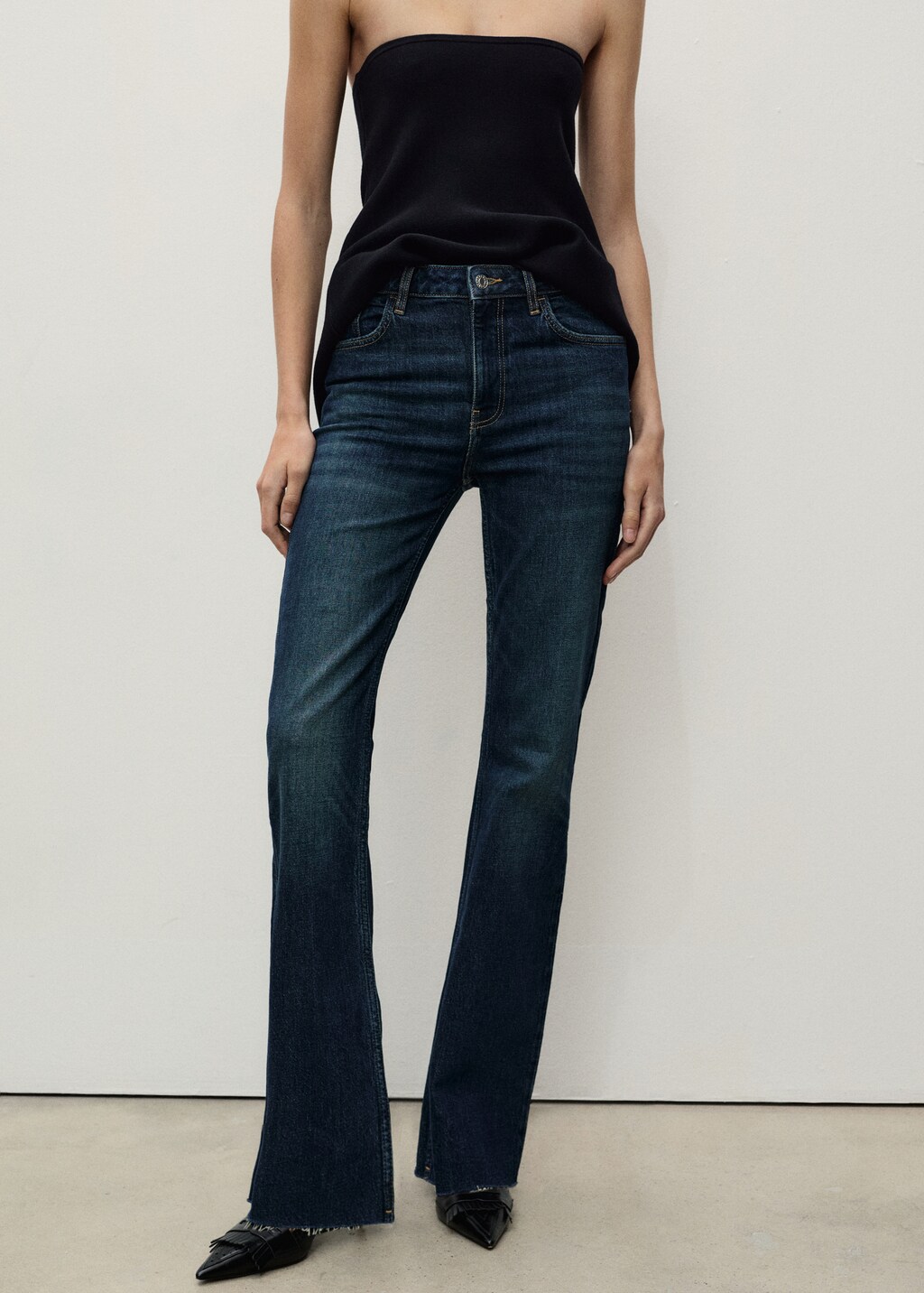 Fiona flared mid-rise jeans - Black denim