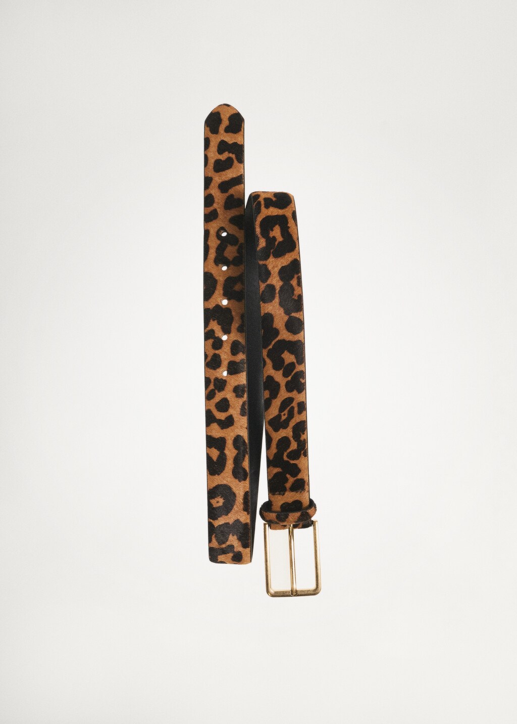 Leopard fur leather belt - Brown