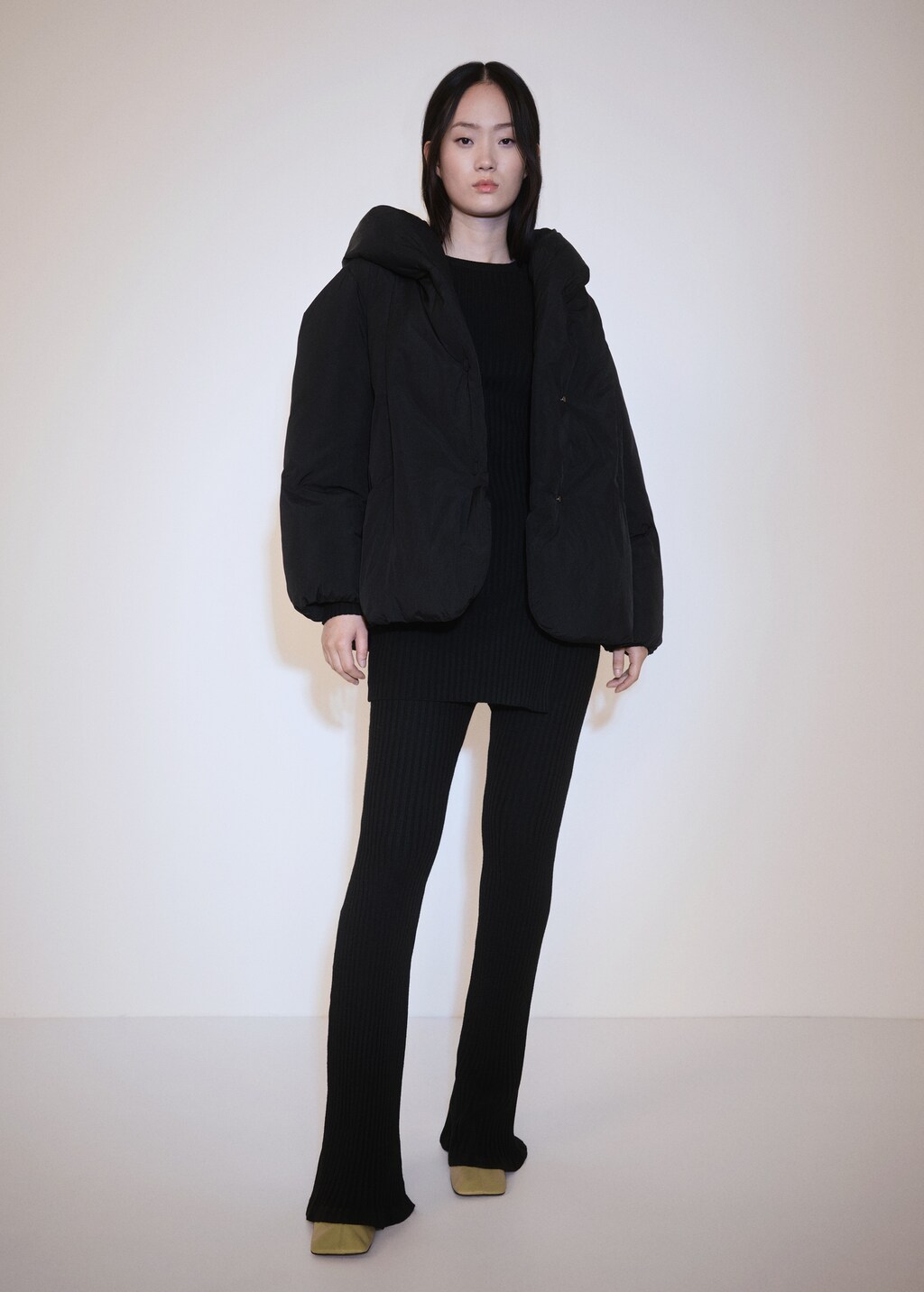 Short padded hooded anorak - Off White