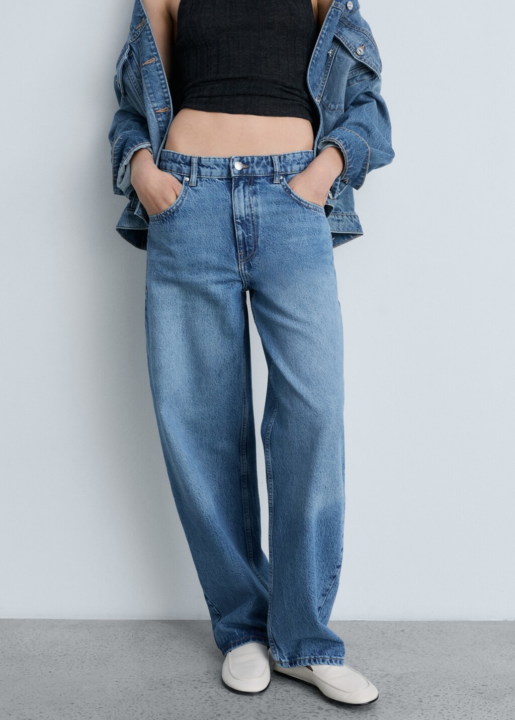 Mid-rise balloon jeans - Medium Blue