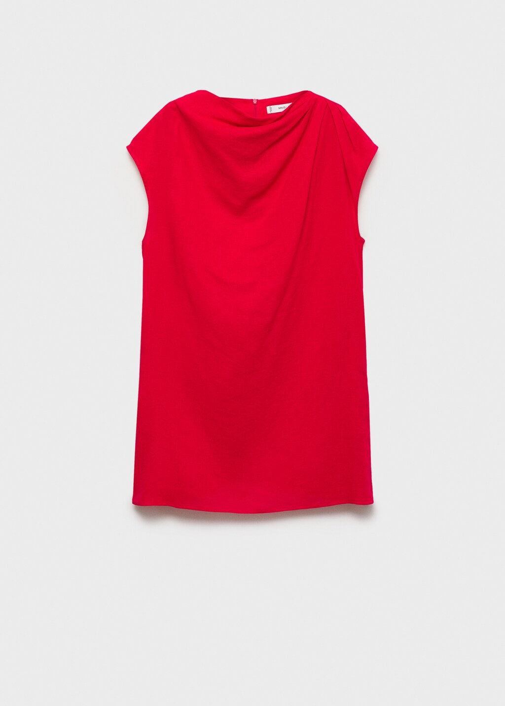 Linen dress with draped collar - Red