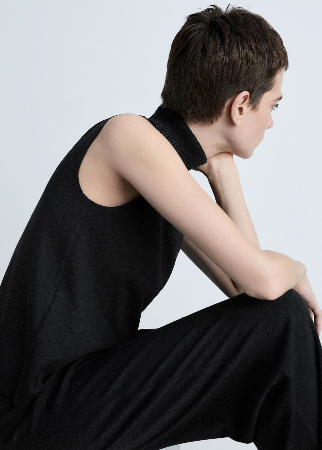 Turtleneck knitted top - Beige