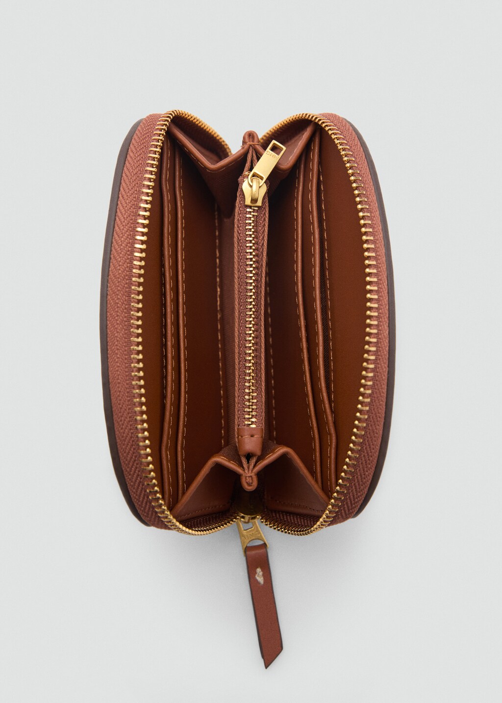 Contrasting canvas oval wallet - Leather
