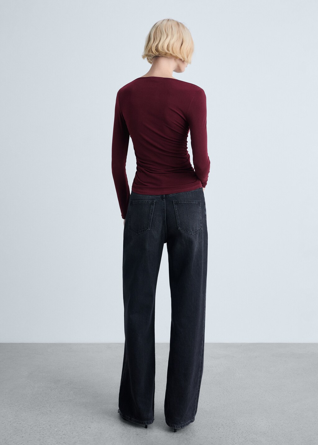 Draped fitted t-shirt - Wine