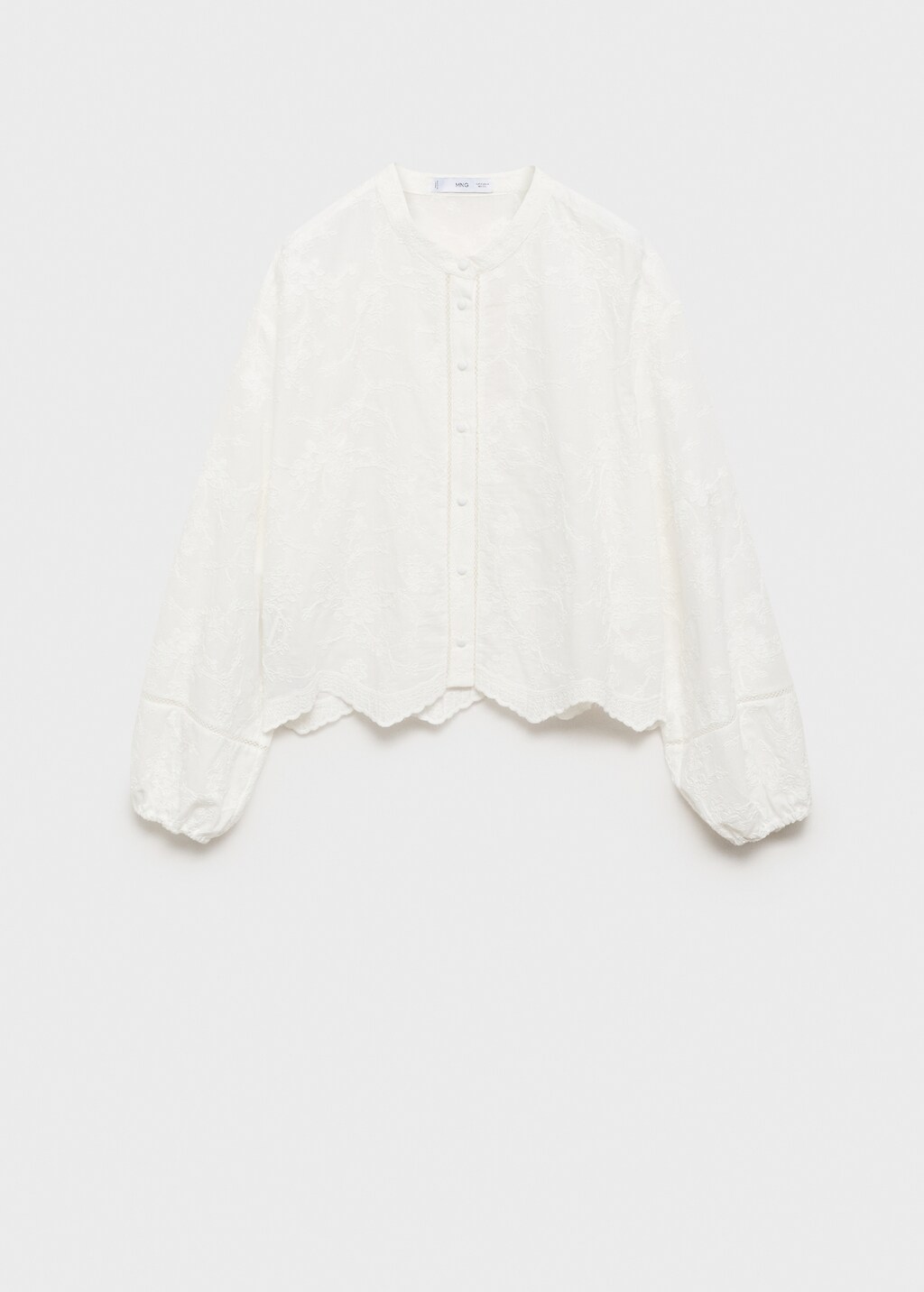Cotton blouse with embroidered details - White