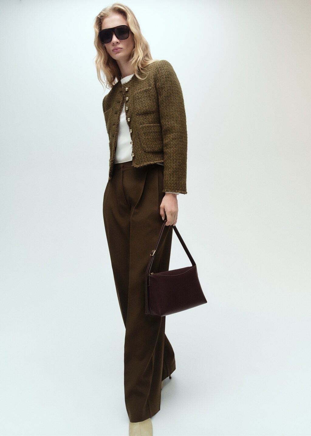 Tweed jacket with jewel buttons - Ecru