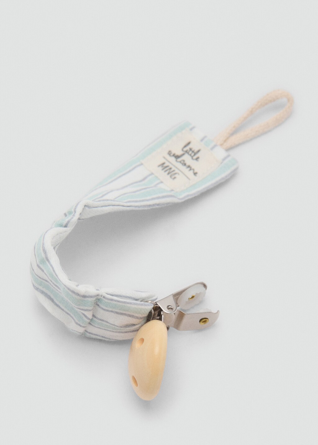 Striped brooch pacifier holder - Off White