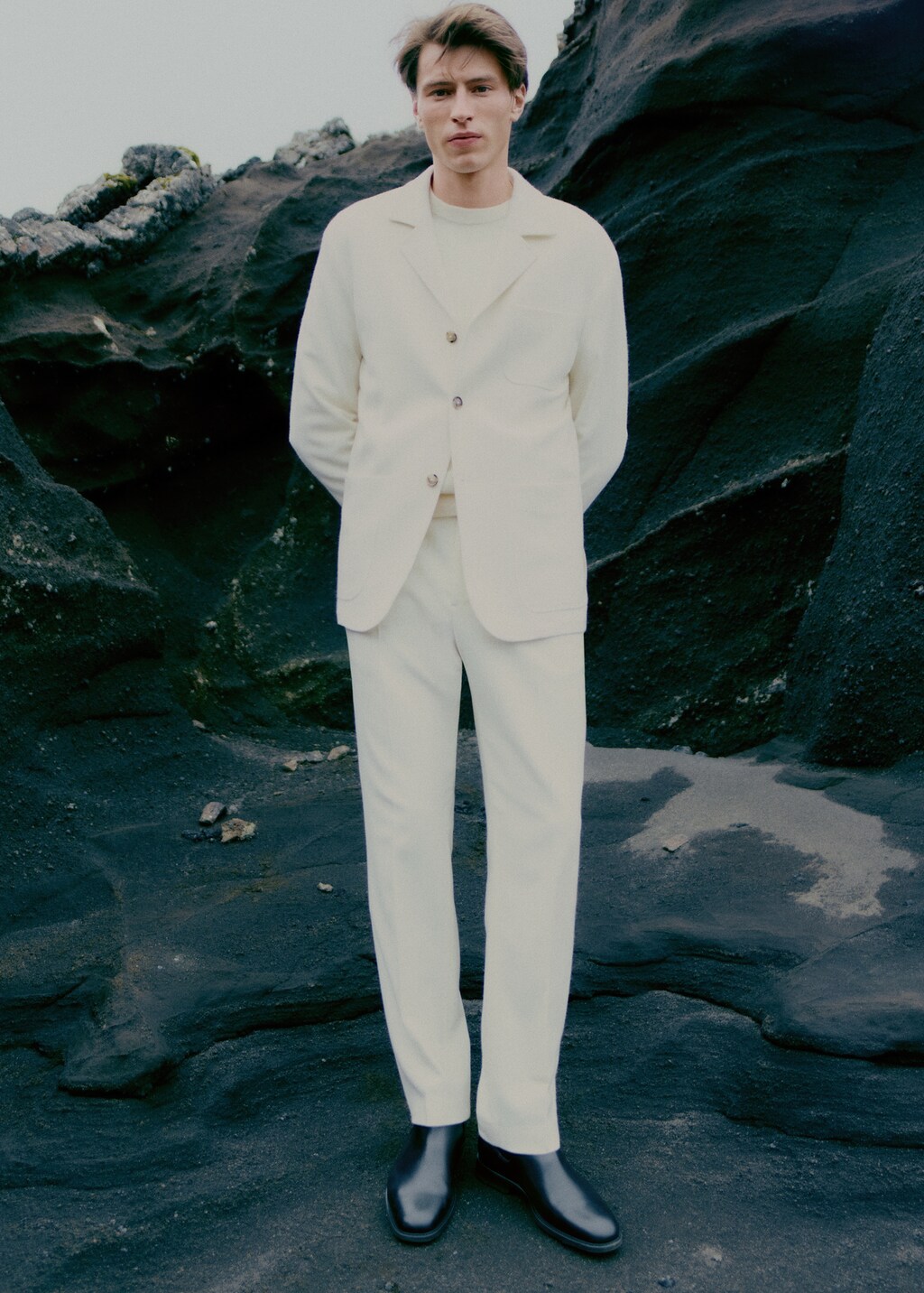 100% virgin wool flannel suit trousers - Dark Navy