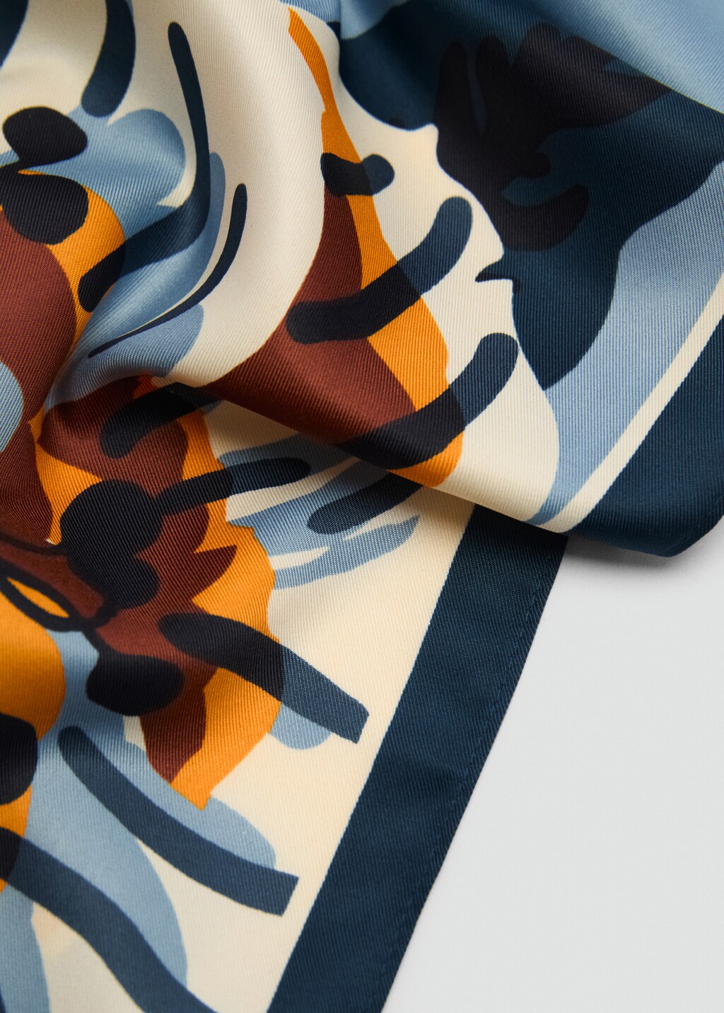 Floral satin scarf - Blue