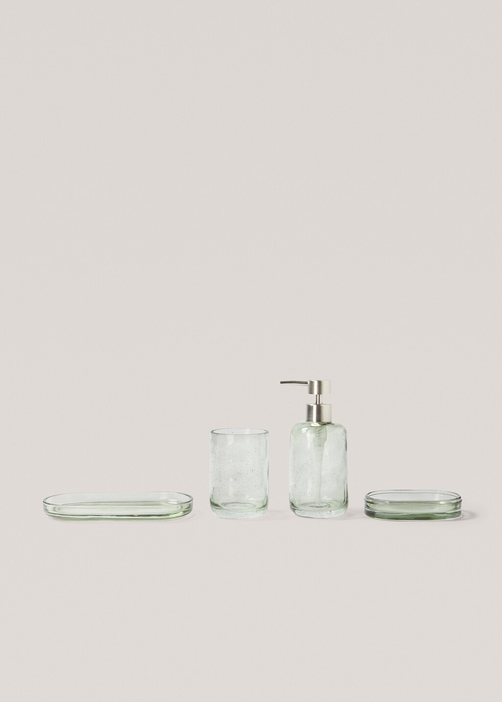 Cylindrical glass soap dispenser - Green