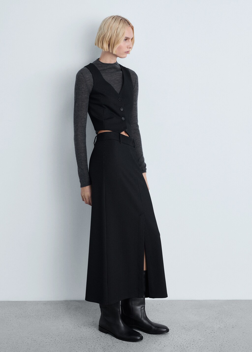 Pinstriped suit waistcoat - Black