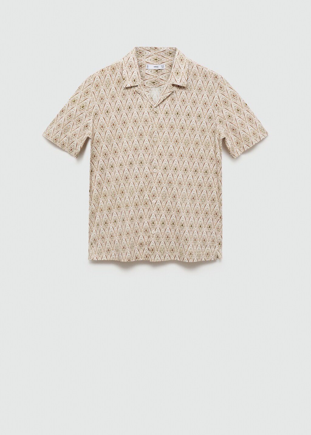 Printed flowing shirt with bowling collar - Beige