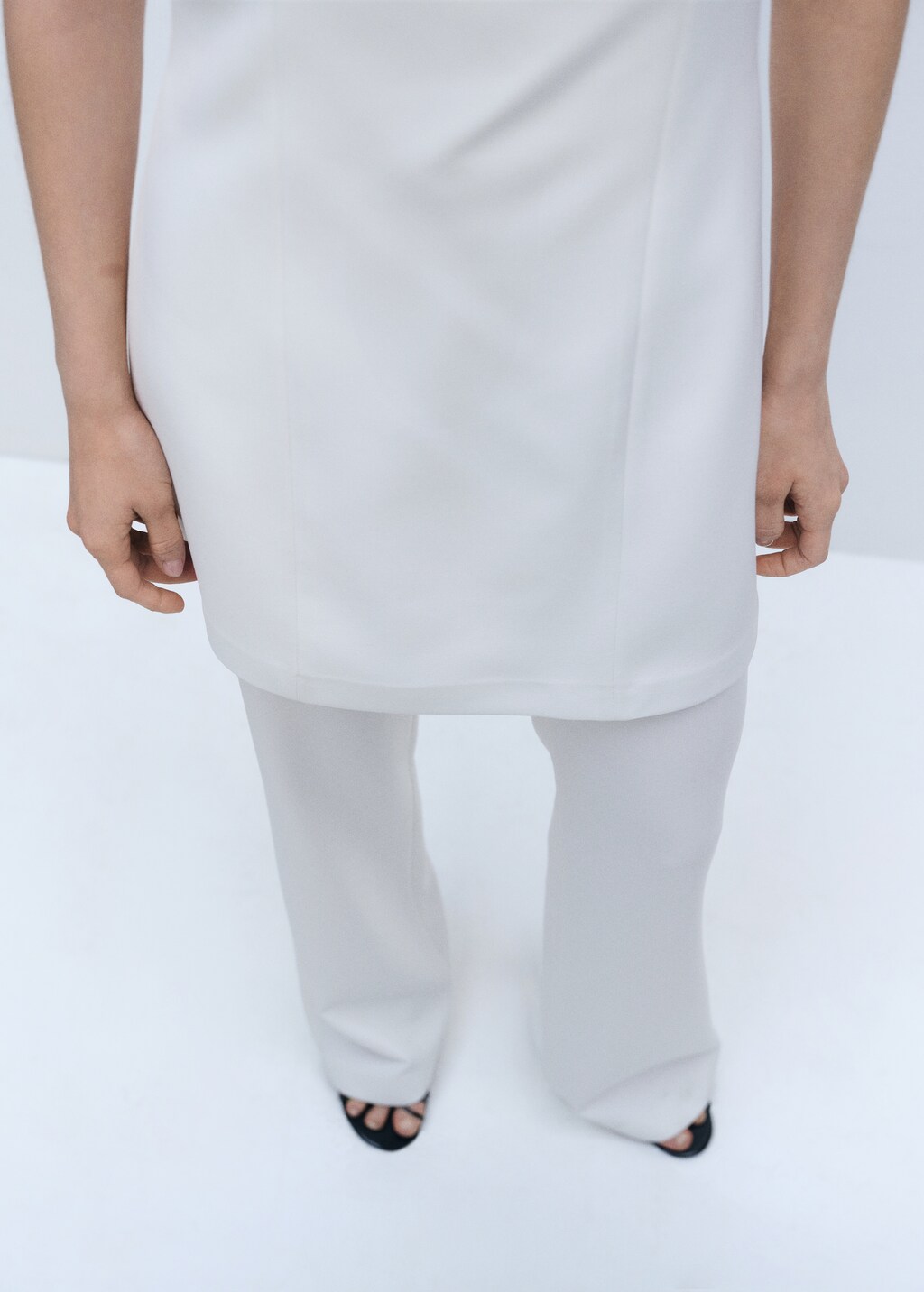 Combined strapless jumpsuit - Ecru